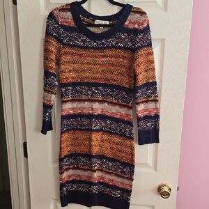 Pink Rose Navy and Multicolor Knit Dress